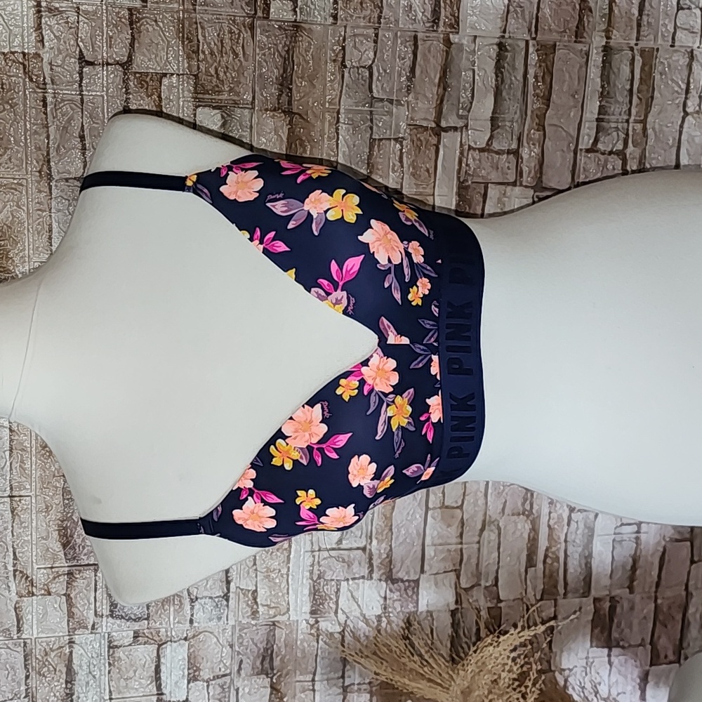Victoria Secret Pink Floral Print Bra Blue Yellow Pink